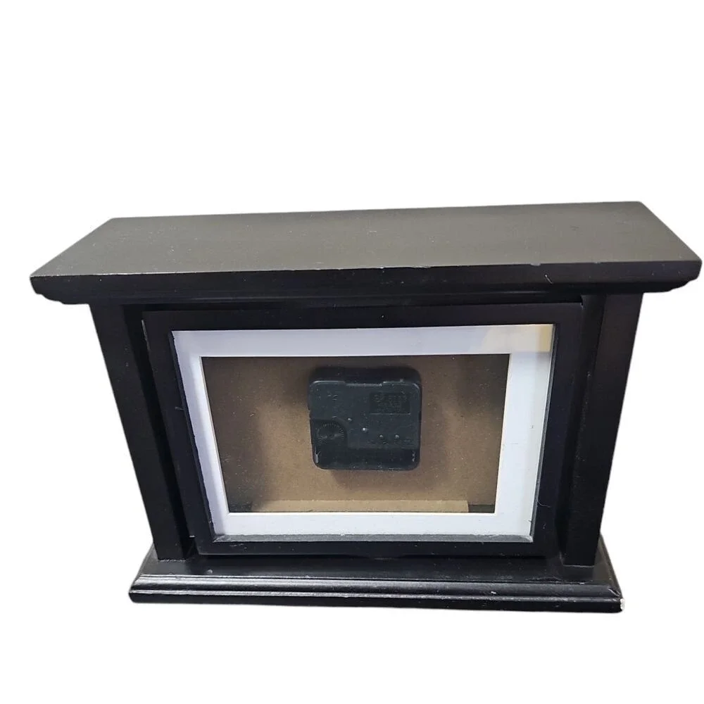 Melannco Elegant Black Clock Picture Frame Modern Design‎ Tabletop Timepiece